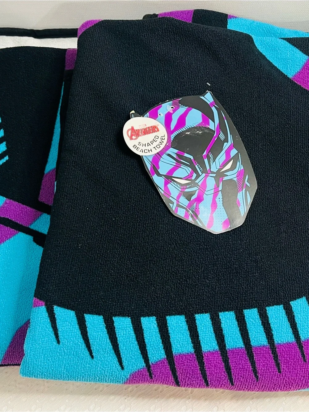 New SET AVENGERS Black Panther Shaped Beach Towel Large  Kids Bath Travel Teal